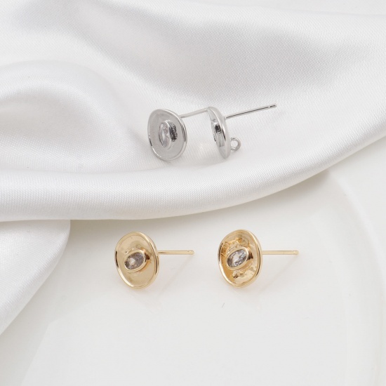 Picture of Brass Ear Post Stud Earrings Real Gold Plated Geometric With Loop