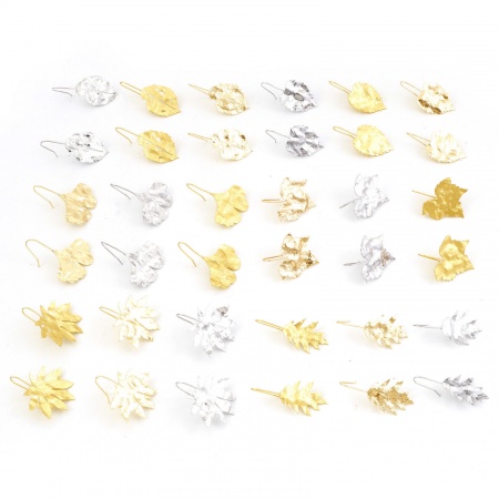 Copper Flora Collection Ear Wire Hook Earrings Real Gold Plated Leaf