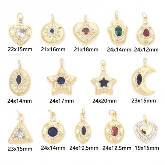 Picture of Brass Galaxy Charms Gold Plated Micro Pave Clear Cubic Zirconia