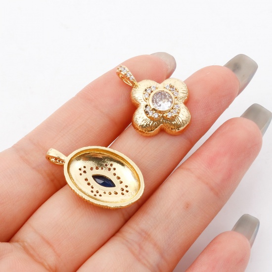 Picture of Brass Galaxy Charms Gold Plated Micro Pave Clear Cubic Zirconia