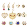 Imagen de Latón Micro Pave Colgantes Charms Chapado en Oro Multicolor Circón Artificial 1 Unidad