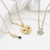 Imagen de Latón Micro Pave Colgantes Charms Chapado en Oro Multicolor Circón Artificial 1 Unidad