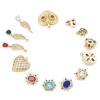 Imagen de Latón Micro Pave Colgantes Charms Chapado en Oro Multicolor Circón Artificial 1 Unidad