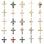 Picture of Brass Religious Pendants Gold Plated Cross Micro Pave Multicolour Cubic Zirconia