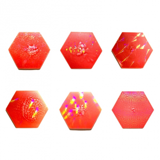 Picture of Silicone Resin Mold For Jewelry Coaster Making Hexagon White Holographic Laser 13.2cm x 11.6cm