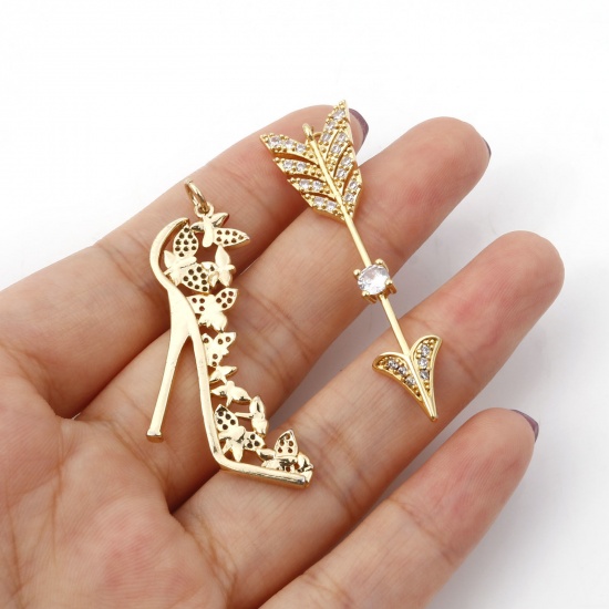 Picture of Brass Micro Pave Charms Gold Plated Multicolour Cubic Zirconia                                                                                                                                                                                                