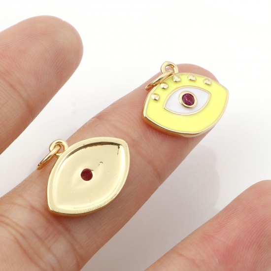 Picture of Brass Religious Charms Gold Plated Evil Eye Enamel