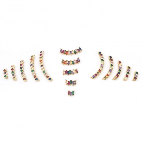 Picture of Brass Connectors Gold Plated Arc Multicolour Cubic Zirconia                                                                                                                                                                                                   