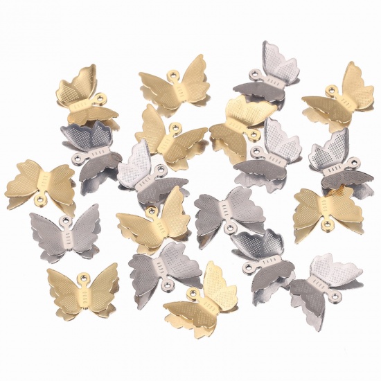 Image de Breloques en 304 Acier Inoxydable Papillon 15mm x 10mm , 10 Pcs