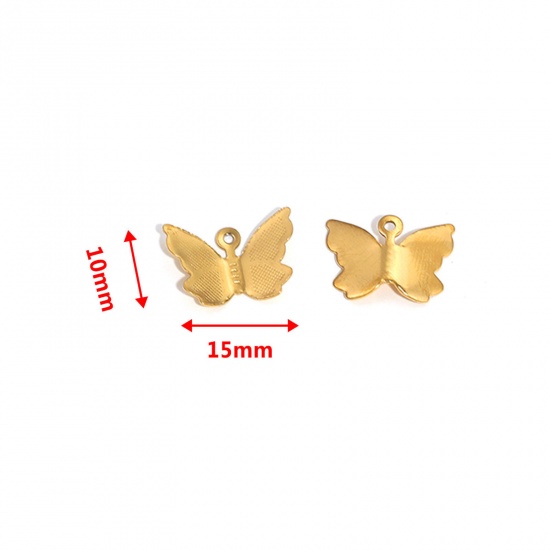 Image de Breloques en 304 Acier Inoxydable Papillon 15mm x 10mm , 10 Pcs