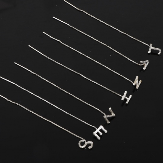 Immagine di Rame Elegante Catenella a orecchino Platino Placcato Lettera Lettere " A-Z " 1 Pz