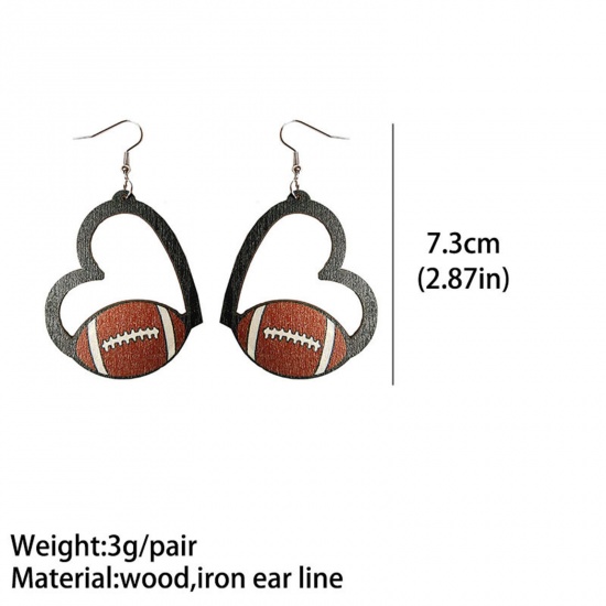 Picture of Wood Sport Earrings Silver Tone Multicolor Heart
