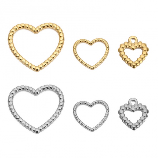 Imagen de 304 Acero Inoxidable Colgantes Charms Corazón Textura 1 Unidad