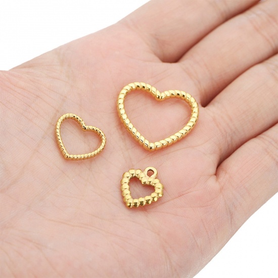 Imagen de 304 Acero Inoxidable Colgantes Charms Corazón Textura 1 Unidad