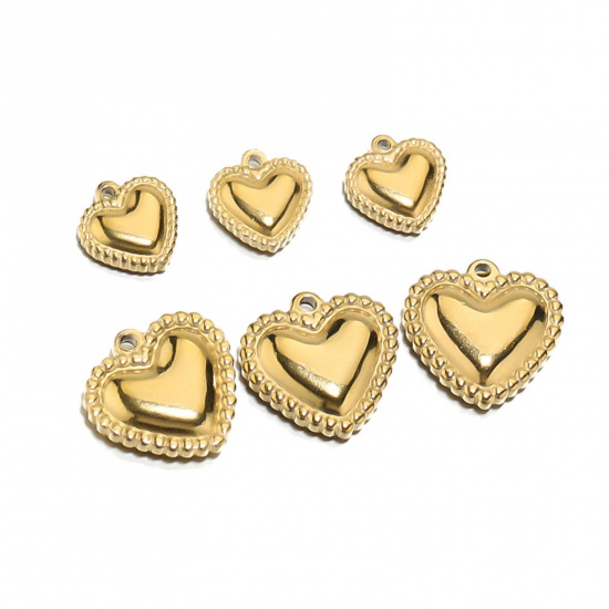 Picture of 304 Stainless Steel Charms Heart Textured