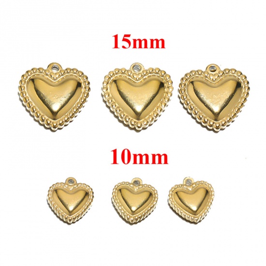 Picture of 304 Stainless Steel Charms Heart Textured