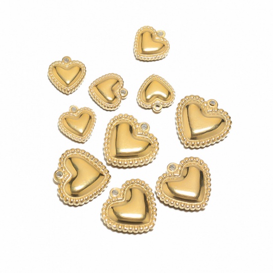 Picture of 304 Stainless Steel Charms Heart Textured