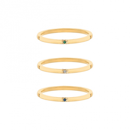 Immagine di Ecologico Semplice & Casual Elegante 18K Oro Placcato 304 Acciaio Inossidabile & Zircone Cubico Non Regolabile Anello Per Donne 1 Serie