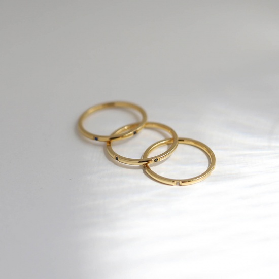 Immagine di Ecologico Semplice & Casual Elegante 18K Oro Placcato 304 Acciaio Inossidabile & Zircone Cubico Non Regolabile Anello Per Donne 1 Serie