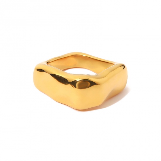 Picture of Eco-friendly Simple & Casual Ins Style 18K Real Gold Plated 304 Stainless Steel Unadjustable Irregular Rings Unisex