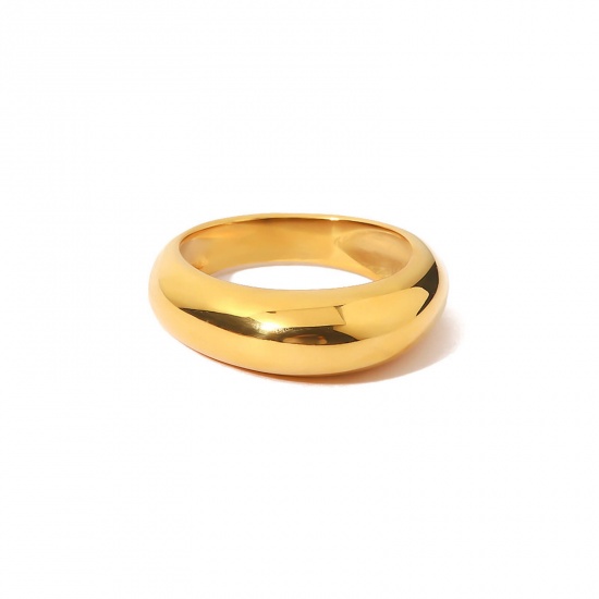 Picture of Eco-friendly Simple & Casual Ins Style 18K Real Gold Plated 304 Stainless Steel Unadjustable Rings Unisex