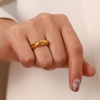 Изображение Экологичный Простой & повседневный Инс Стиль 18K настоящее золото с покрытием 304 Нержавеющая Сталь Нерегулируемый Кольца унисекс 1 ШТ