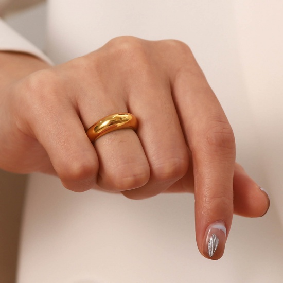 Picture of Eco-friendly Simple & Casual Ins Style 18K Real Gold Plated 304 Stainless Steel Unadjustable Rings Unisex