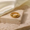 Изображение Экологичный Простой & повседневный Инс Стиль 18K настоящее золото с покрытием 304 Нержавеющая Сталь Нерегулируемый Кольца унисекс 1 ШТ