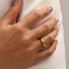 Изображение Экологичный Простой & повседневный Инс Стиль 18K настоящее золото с покрытием 304 Нержавеющая Сталь Нерегулируемый Кольца унисекс 1 ШТ