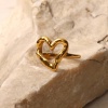 Picture of Eco-friendly Stylish Simple 18K Real Gold Plated 304 Stainless Steel Unadjustable Heart Hollow Rings For Women Valentine's Day