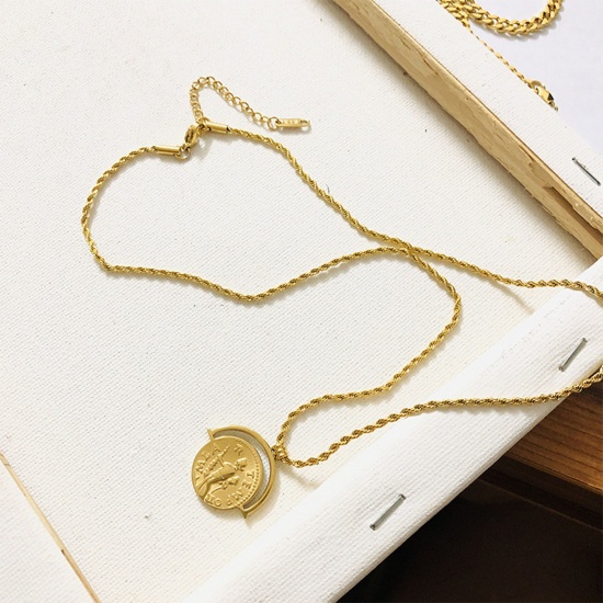 Picture of Eco-friendly Simple & Casual Stylish 18K Real Gold Plated 316 Stainless Steel Braided Rope Chain Pendant Necklace Unisex