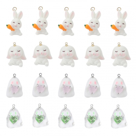 Resin Easter Day Charms Rabbit Animal Halloween Ghost Multicolor 3D 