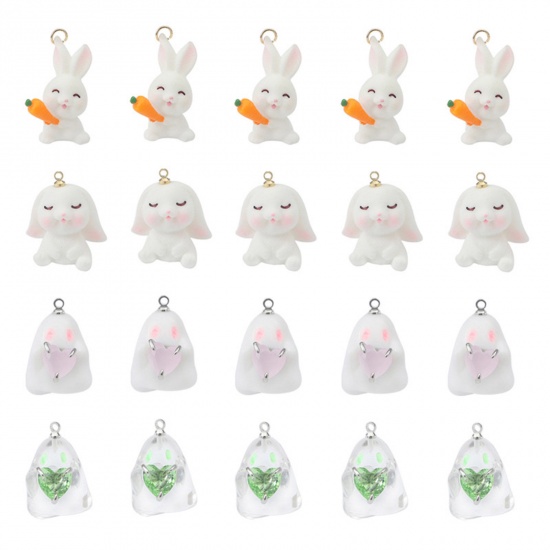 Image de Breloques Jour de Pâques en Résine Lapin 3D Multicolore Fantôme Halloween 2 Pcs