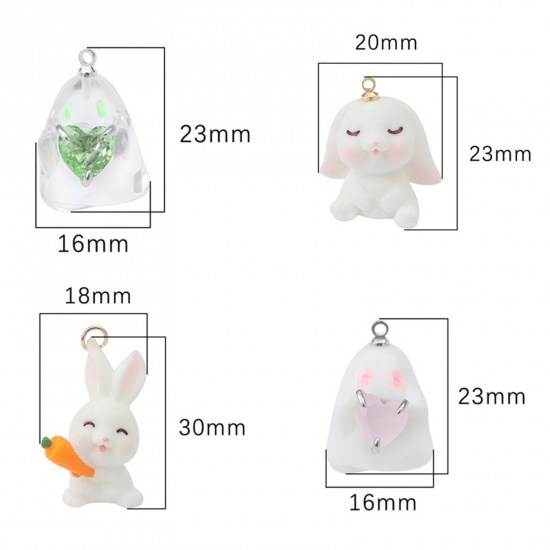 Image de Breloques Jour de Pâques en Résine Lapin 3D Multicolore Fantôme Halloween 2 Pcs