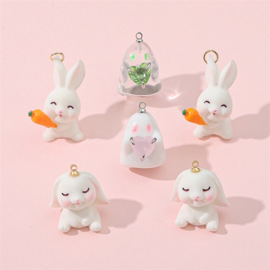 Picture of Resin Easter Day Charms Rabbit Animal Halloween Ghost Multicolor 3D 