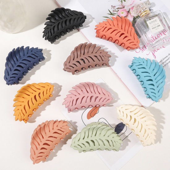 Picture of ABS Stylish Hair Claw Clips Clamps Multicolor Leaf Hollow