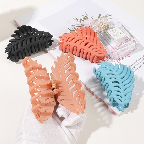 Picture of ABS Stylish Hair Claw Clips Clamps Multicolor Leaf Hollow
