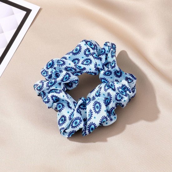 Picture of Nylon Stylish Ponytail Holder Hair Ties Band Scrunchies Multicolor Evil Eye Elastic