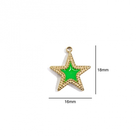 Picture of 304 Stainless Steel Charms Gold Plated Pentagram Star Enamel 16mm x 18mm