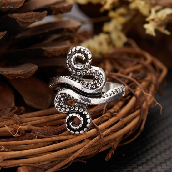 Picture of Retro Open Adjustable Rings Antique Silver Color Hollow Butterfly Animal Owl