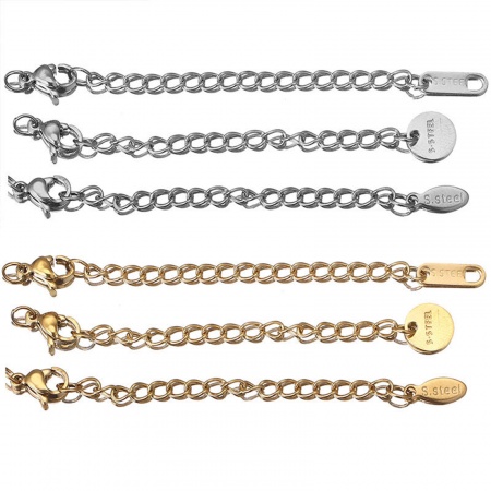 Chaînes d'Extension pour Collier Bracelet en 304 Acier Inoxydable Géométrique 7cm long, 5 Pièces
