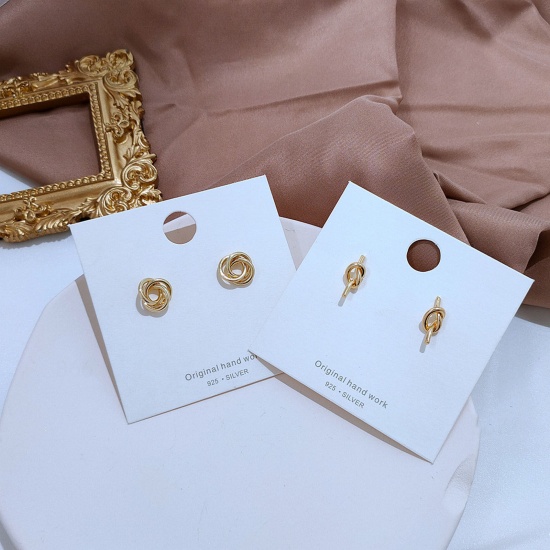 Immagine di Ecologico Semplice & Casual Semplice 14k Vero Oro Placcato Rame Orecchini a Perno Per Donne 1 Paio