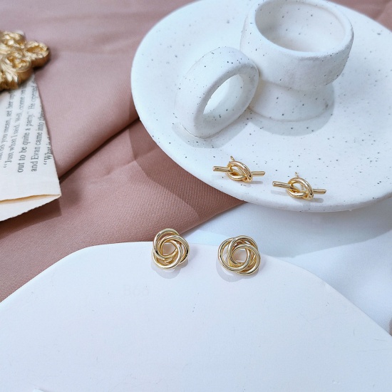 Immagine di Ecologico Semplice & Casual Semplice 14k Vero Oro Placcato Rame Orecchini a Perno Per Donne 1 Paio