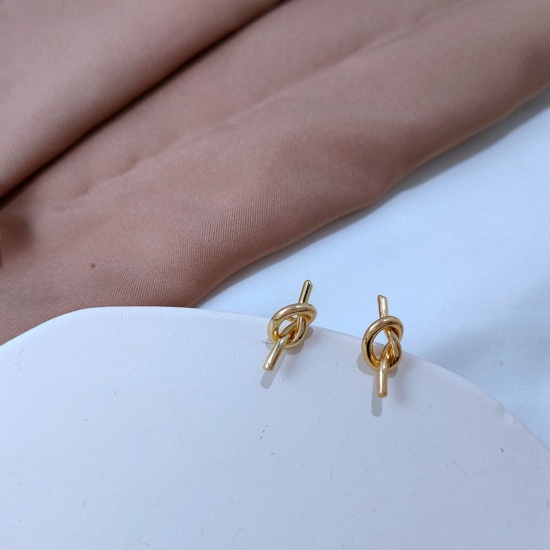 Immagine di Ecologico Semplice & Casual Semplice 14k Vero Oro Placcato Rame Orecchini a Perno Per Donne 1 Paio