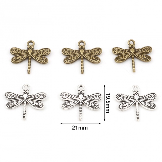Picture of Zinc Based Alloy Insect Charms Multicolor Dragonfly Animal 21mm x 19.5mm