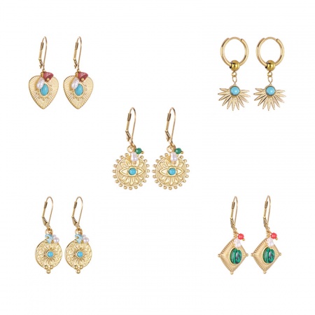Eco-friendly Retro Stylish 14K Real Gold Plated 304 Stainless Steel Geometric Earrings For Women