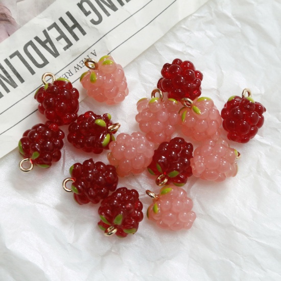 Picture of Resin 3D Charms Grape Fruit Gold Plated Multicolor 15mm x 11mm