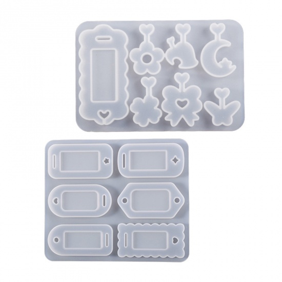 Picture of Silicone Resin Mold For Keychain Necklace Earring Pendant Jewelry DIY Making Rectangle White