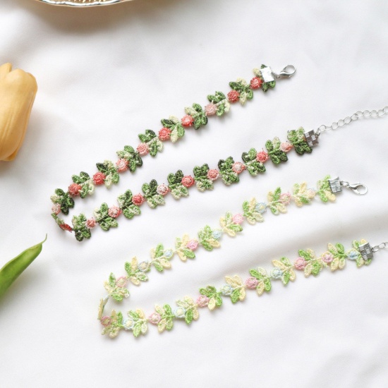 Picture of Lace Stylish Choker Necklace Multicolor Flower Leaves