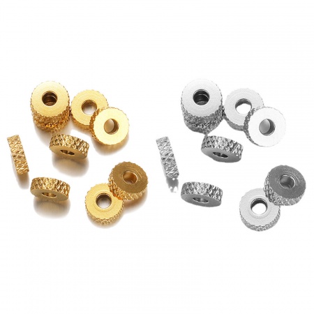 304 Edelstahl Perlen Flachrund 6mm x 2mm, 10 Stück